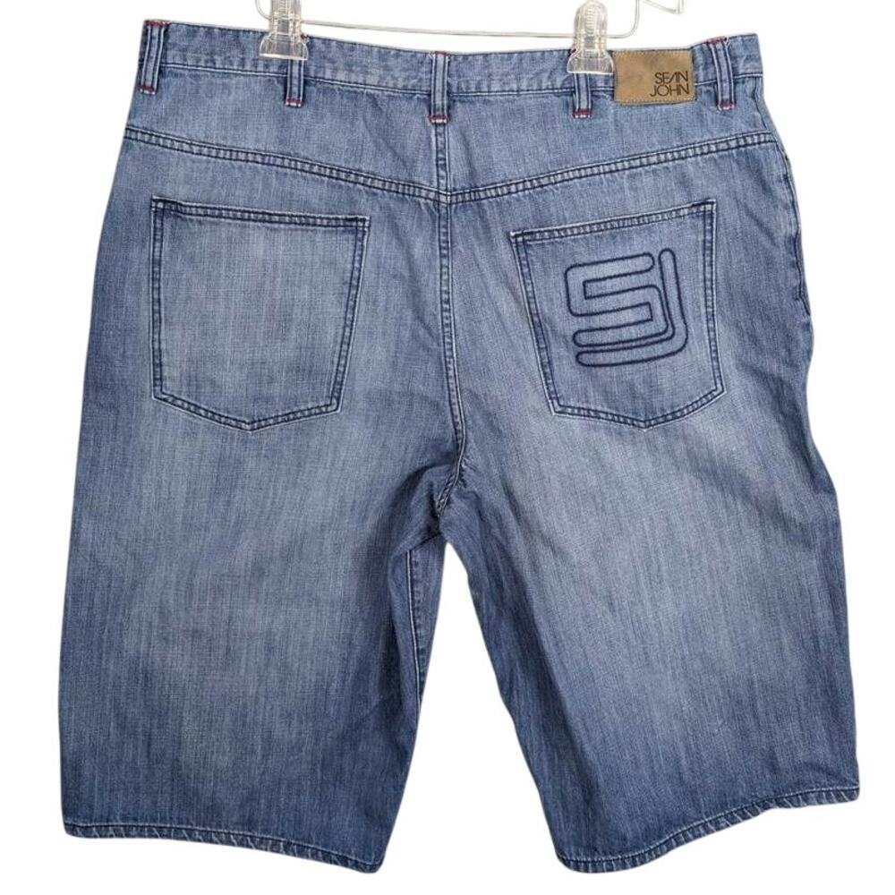 Sean John Jorts Shorts Mens 42 Blue Baggy Embroidered Pocket Skater Punk Y2K